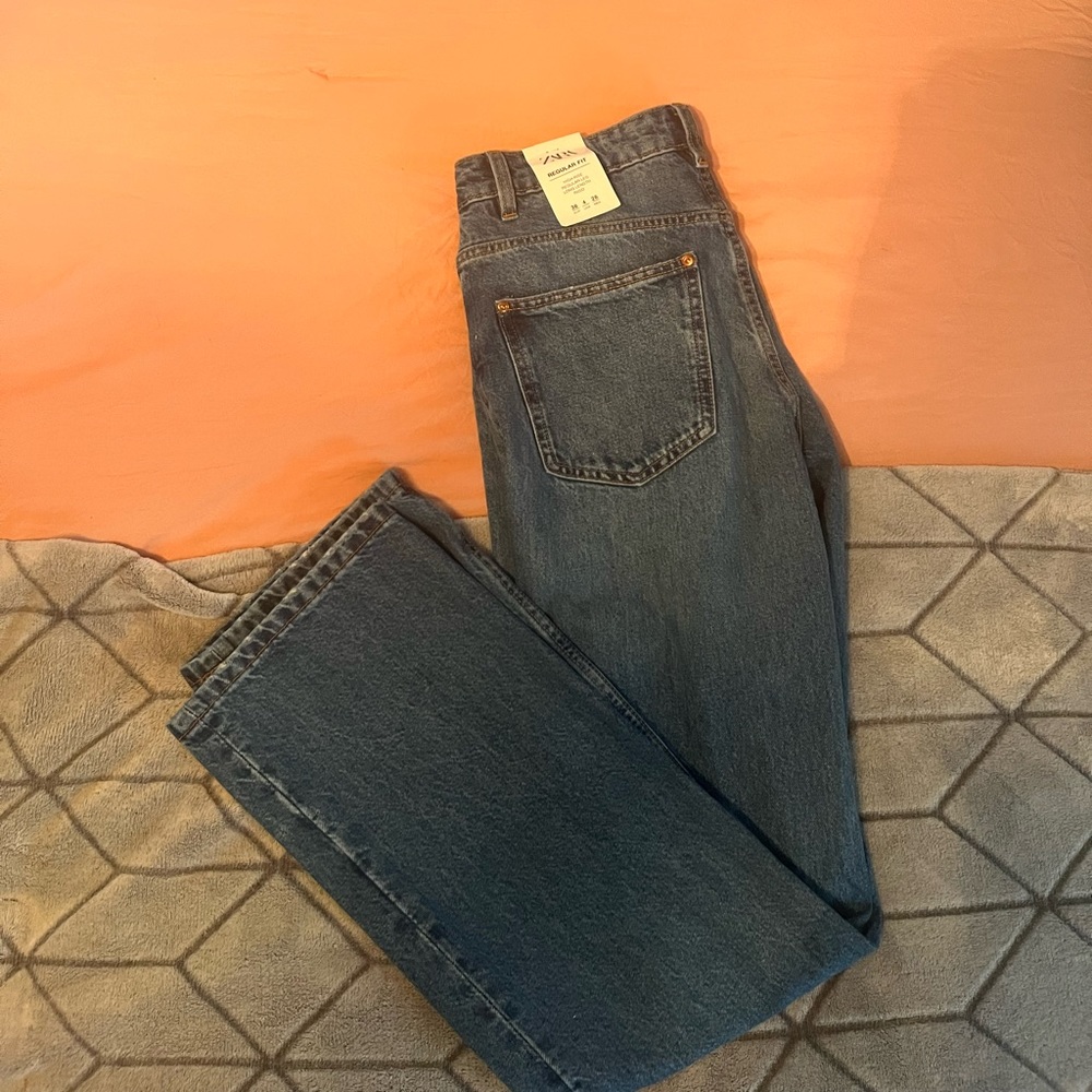 ZARA High Rise Regular Leg Long Length Rigid Jeans BRAND NEW WITH TAGS